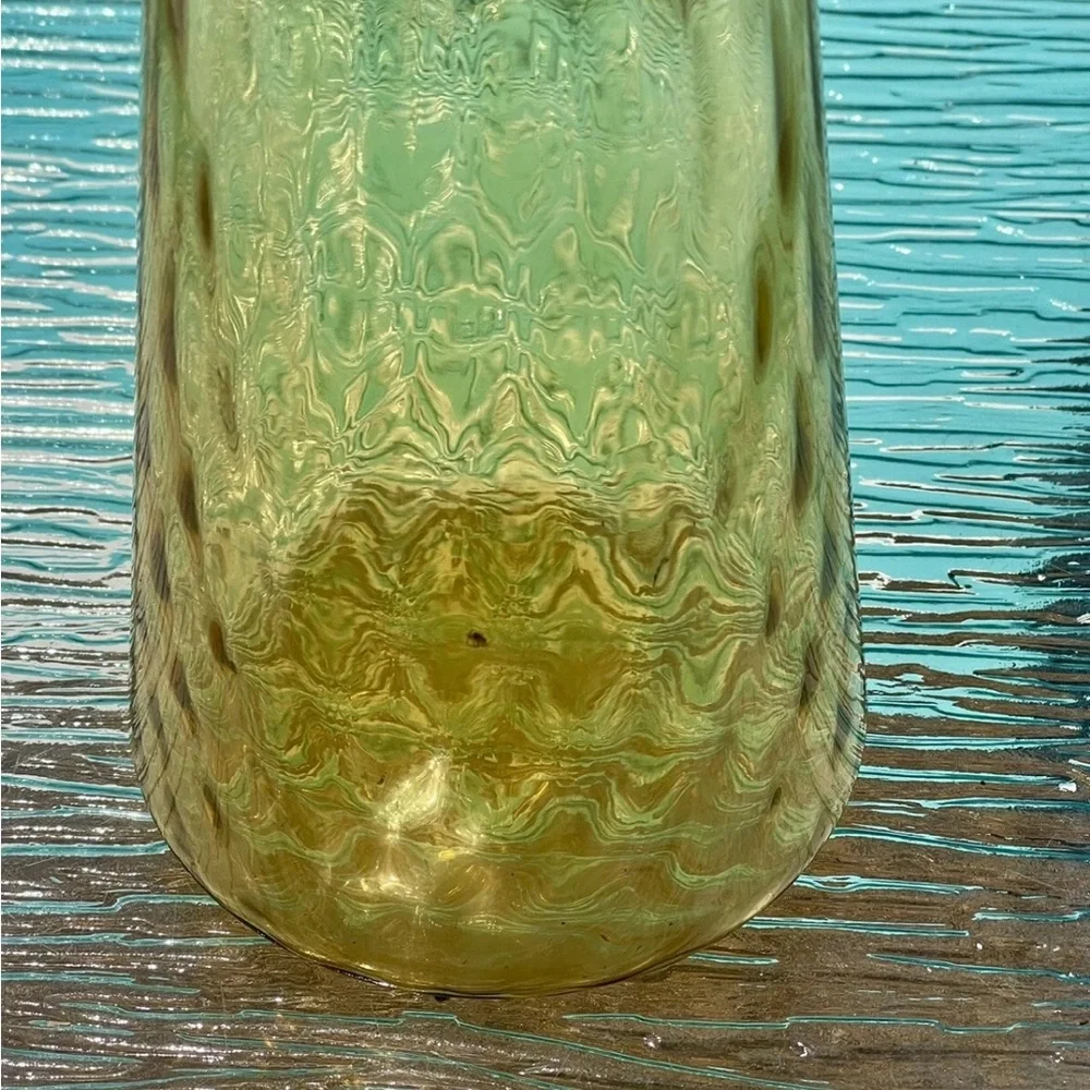 Vintage MCM‎ Empoli Glass Amber Genie Bottle Decanter Stopper Italy DAMAGE